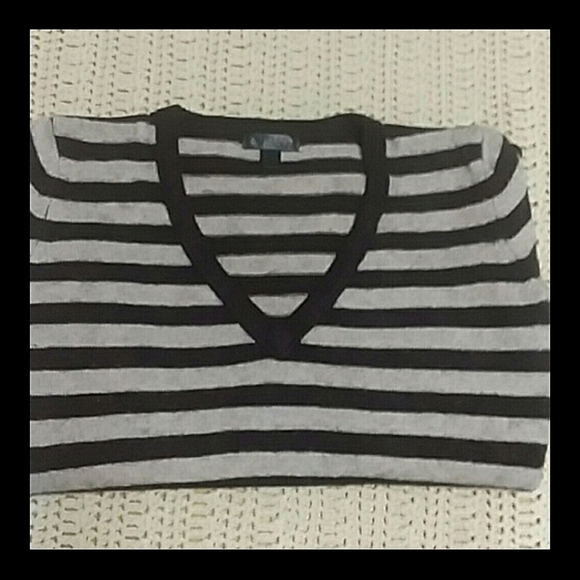 Sarah Jessica Parker Bitten Sweater Pullover Purple & Gray Stripe Size Large - Picture 5 of 5